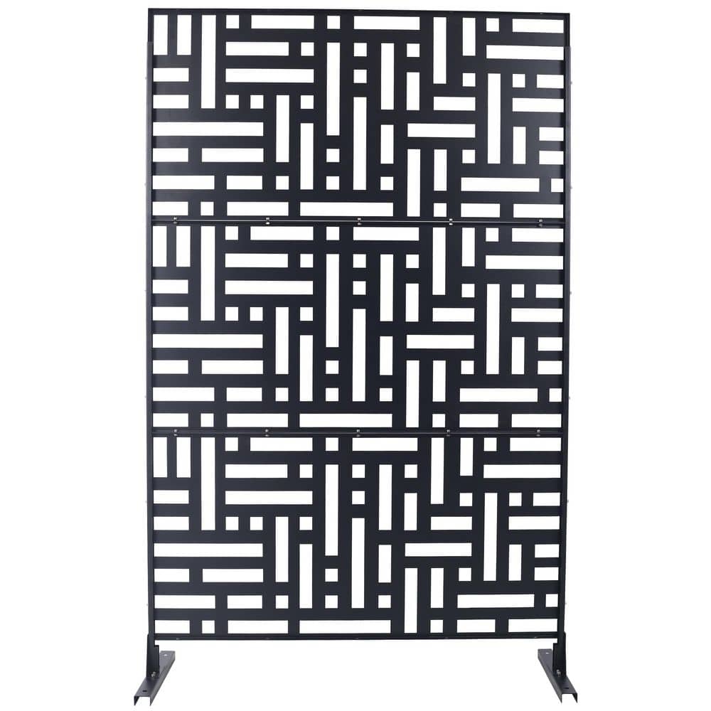 4 ft. x 6.33 ft. Black Outdoor and Indoor Freestanding Metal Privacy Screen Fence Panels Outside Garden(Not Composite) price history on PriceWatchPro
