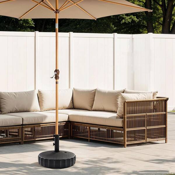 5 piece patio set with umbrella Walsunny Patio Dining Set with Umbrella, 6 Pieces, Black, Includes Tempered  Glass Table and 4 Folding Chairs