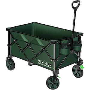 6.71 cu. Ft. Metal Garden Cart Collapsible Folding Wagon with Silent Universal Wheels and Adjustable Handle