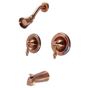 Vintage Double Handle 1-Spray Tub and Shower Faucet 2 GPM in. Antique Copper (Valve Included)