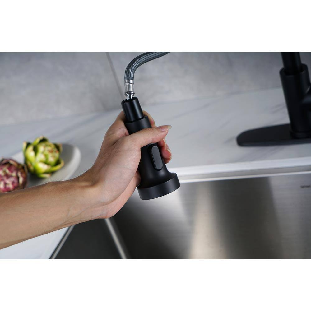 Matte Black Stainless Steel Single Handle Pull Down Kitchen Faucet