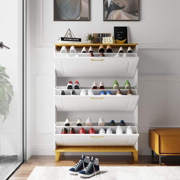 49.5 in. H x 35.4 in. W Multi-Colored Wood Shoe Storage Cabinet