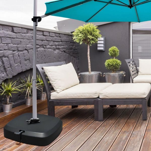 Heavy Duty Patio Cantilever Patio Umbrella Base with Wheels for Garden Poolside Deck in Black