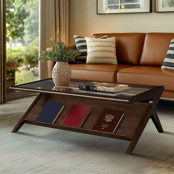 Rocket 27 in. Morocco Brown Rectangle Glass Coffee Table