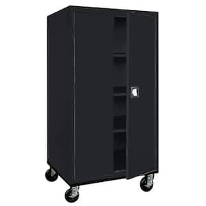 3 Shelf Steel Freestanding Garage Cabinet in Black with Casters (36 in. W x 72 in. H x 24 in. D)