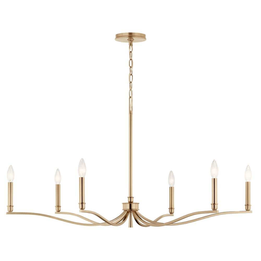 Champagne Bronze 6-Light Candle Style Chandelier