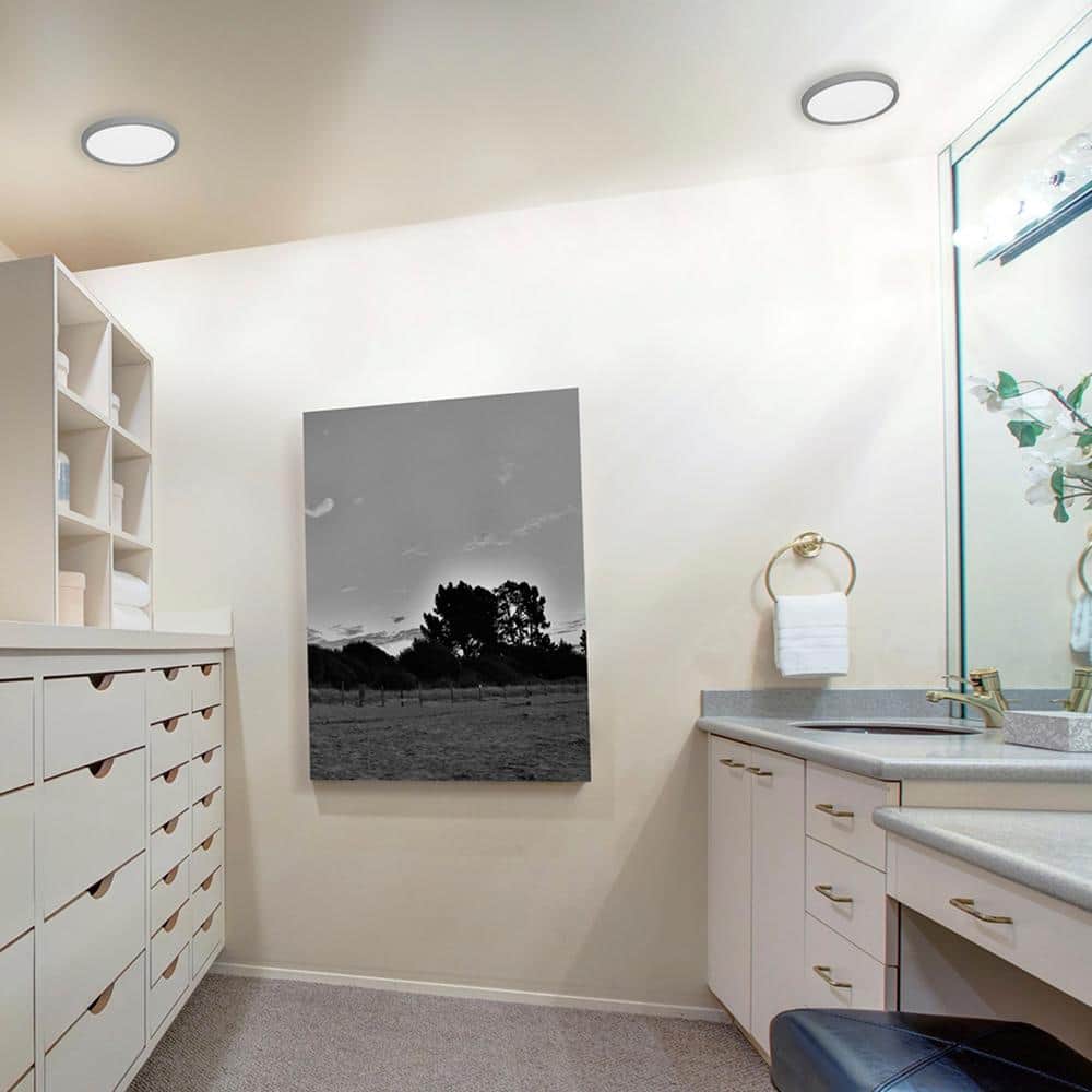 Satin Nickel Edge 8" Round LED Flush Mount for Indoor/Outdoor