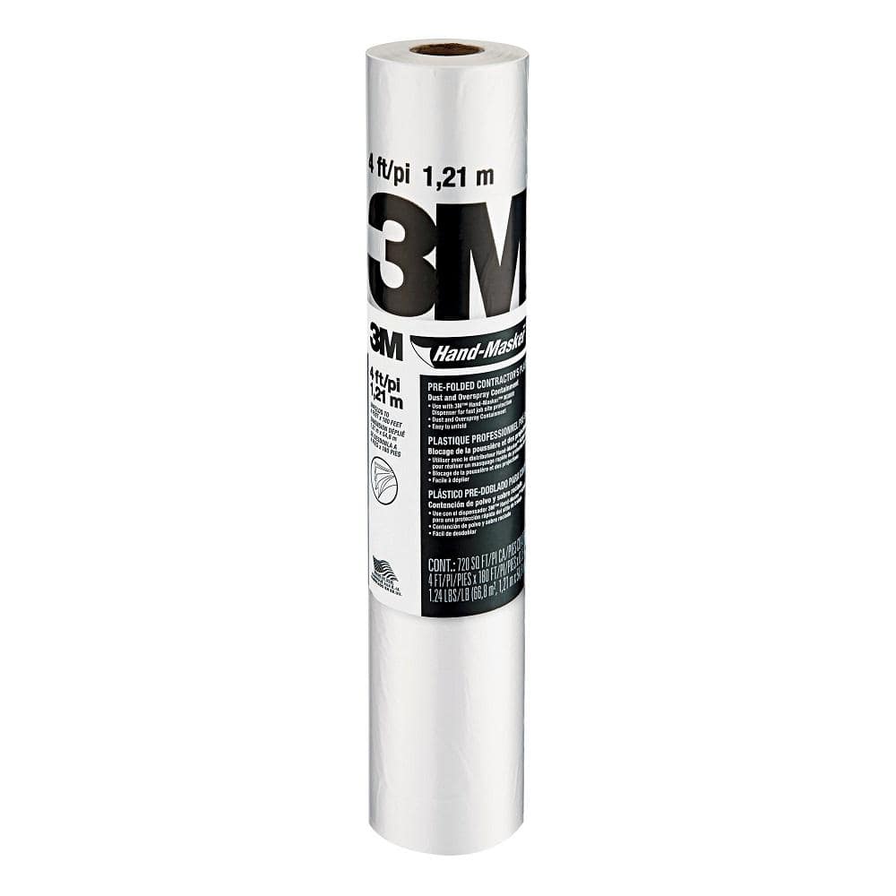 3M Clear 4 ft x 180 ft Pre-Folded Masking Film
