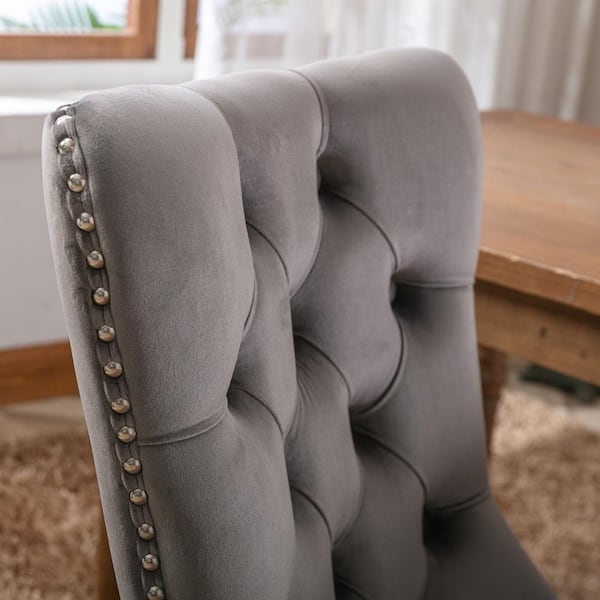 Grey velvet high back dining online chairs