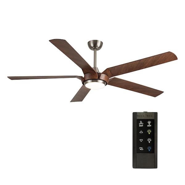 matrix decor 65 in. Indoor Satin Nickel Ceiling Fan with 3-Color Temperature Integrated LED, Reversible DC Motor and Remote