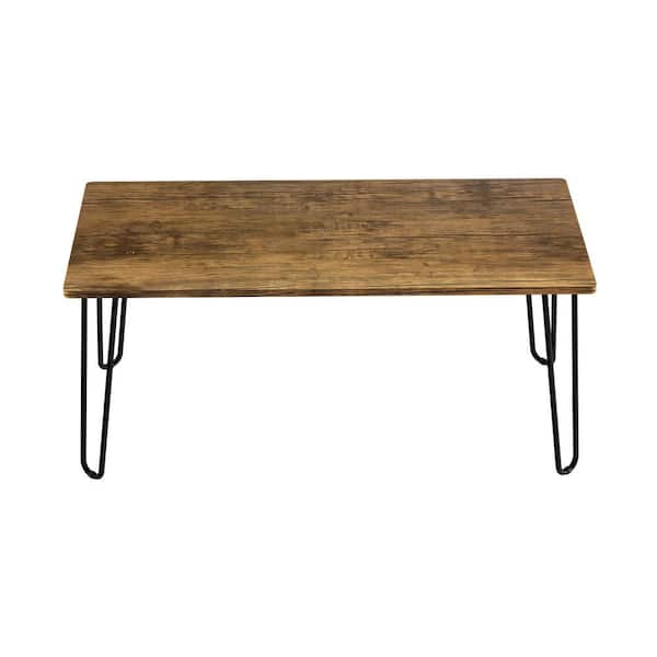 Lavish Home 41.25 in. Brown Rectangle Woodgrain-Look Coffee Table with Hairpin Legs