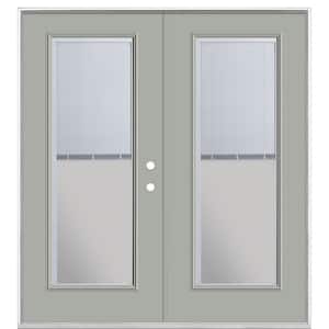 72 in. x 80 in. Silver Cloud Steel Prehung Left-Hand Inswing Mini Blind Patio Door without Brickmold