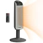 1500W 29 in. Gray Electric Pedestal Ceramic Oscillating Space Heater with Digital Display and Remote Control