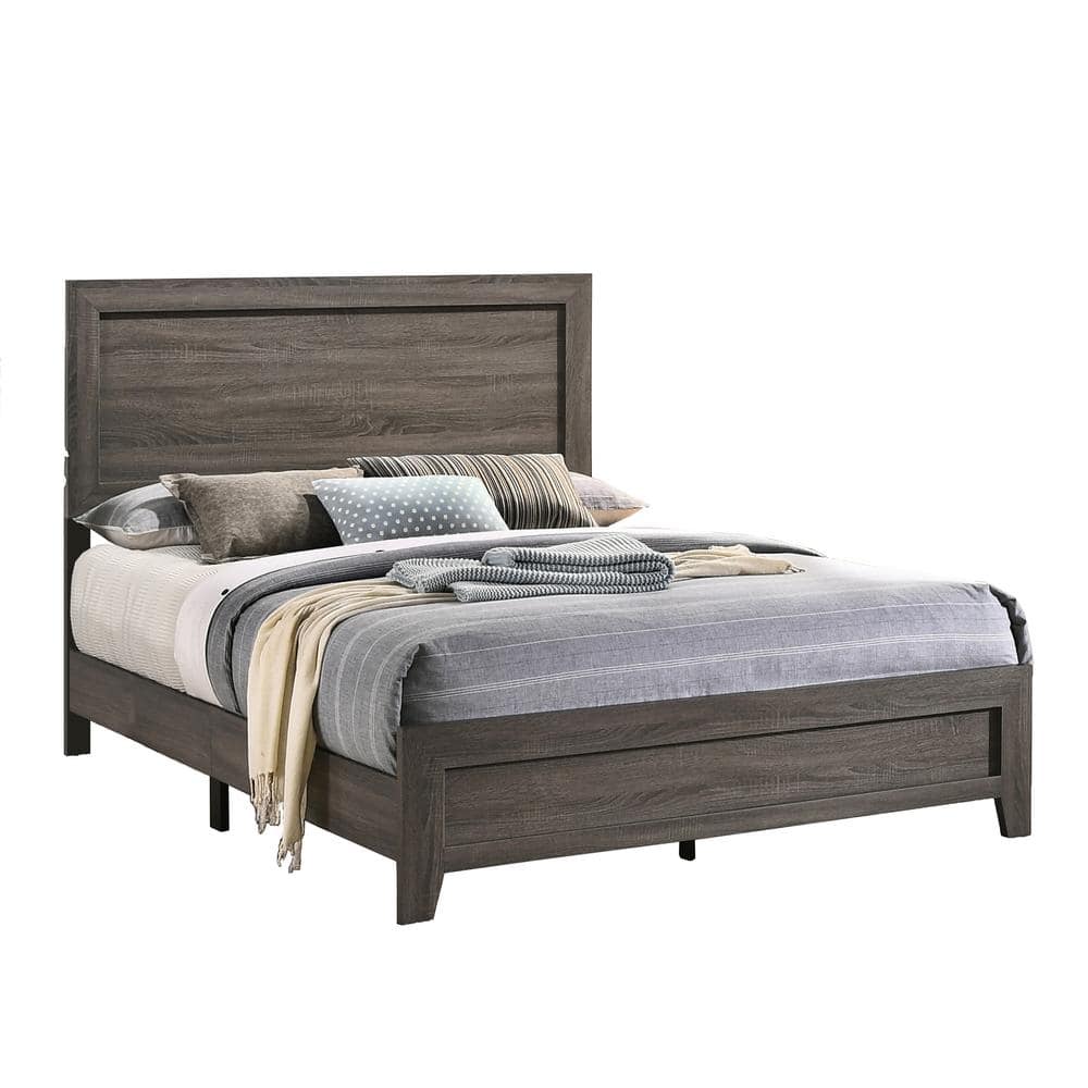 Light Brown 3-D Foil Laminate Queen Panel Bed