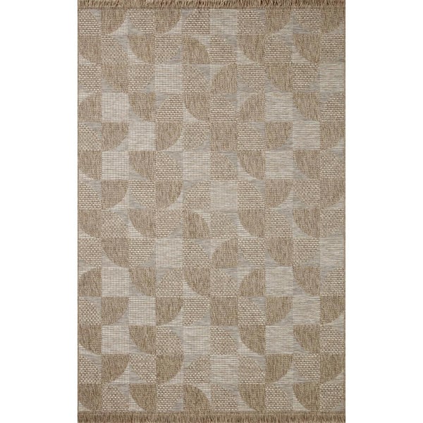 LOLOI II Dawn 18 in. x 18 in. Natural Geometric Indoor/Outdoor Sample Area Rug