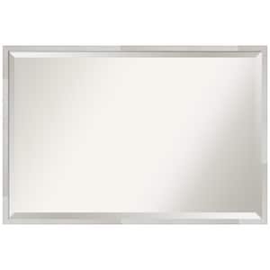 Svelte Silver 37.5 in. W x 25.5 in. H Wood Framed Beveled Bathroom Vanity Mirror in Silver