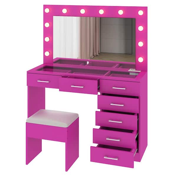 FIRM Set Pink For Her Vanity makeup Storage Display fashion & Mirror hand held