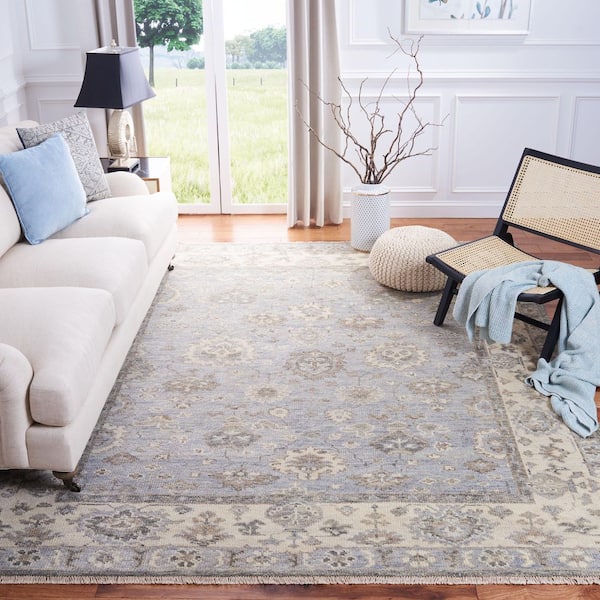 Samarkand 9 ft. x 12 ft. Gray/Ivory Oriental Area Rug