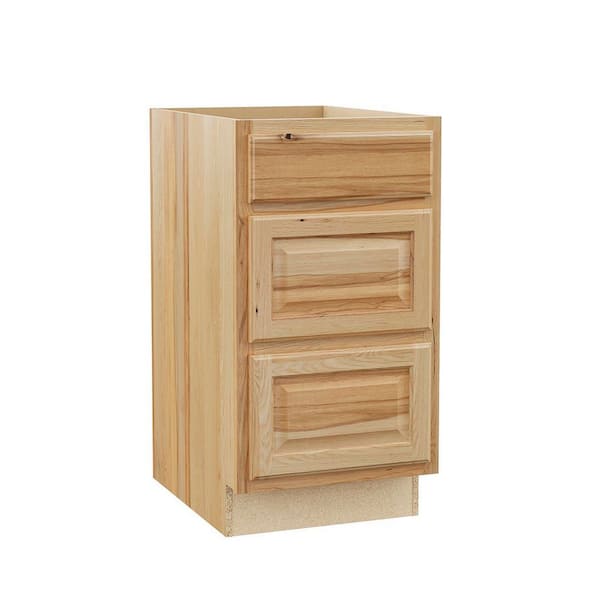Hampton 18 in. W x 24 in. D x 34.5 in. H Assembled 3 Drawer Base Kitchen Cabinet in Natural Hickory