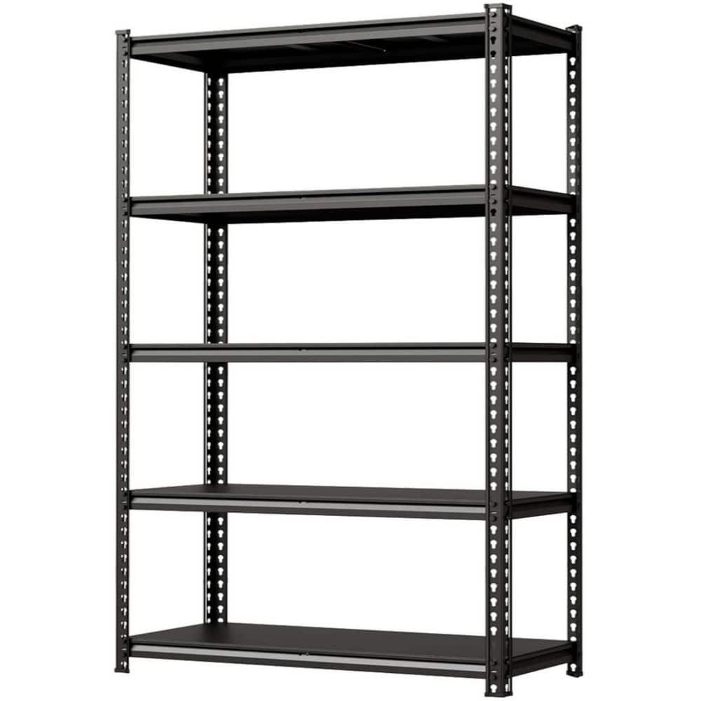 5 Tiers Metal Wood Adjustable Shelve Heavy Duty Garage Storage Shelving Unit, Matte Black(18 in. D x 48 in. W x 72 in.H) price history on PriceWatchPro