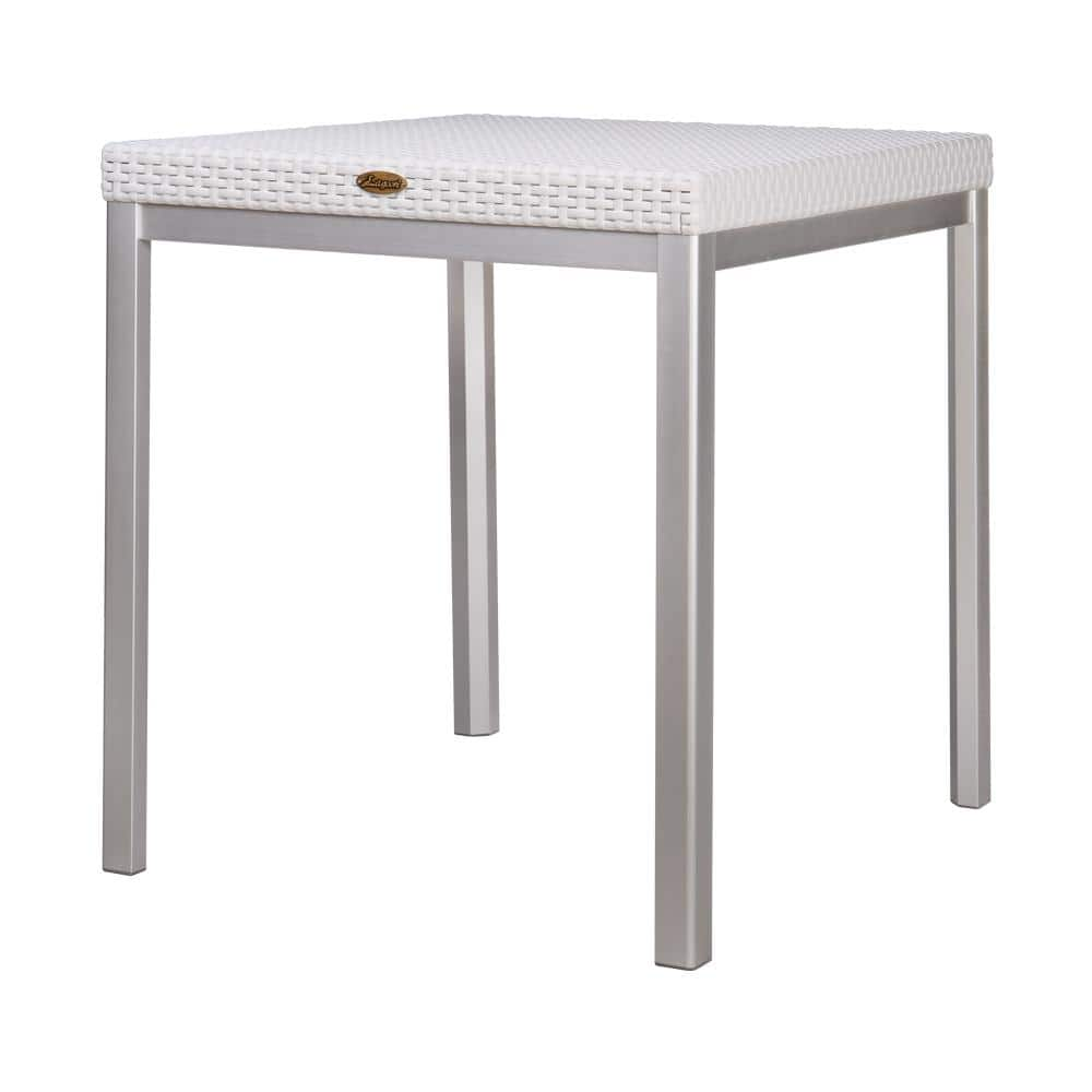 Russ Rattan Square Dining Table with Aluminum Legs - White - Lagoon