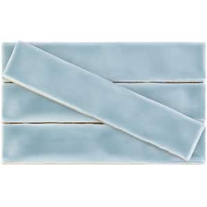 Newport Light Blue 2 in. x 10 in. Polished Ceramic Subway Wall Tile Sample