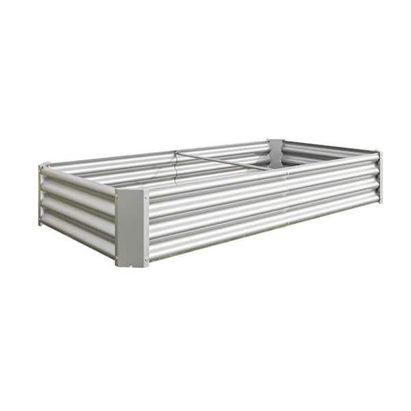 6 x 3 x 1 ft. Silver Metal Rectangular Raised Garden Bed Outdoor Planter Box for Vegetables Flowers Herbs Fruit (1-Pack)