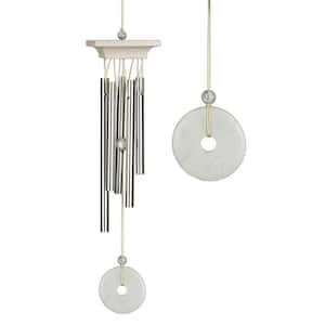 Signature Collection, Woodstock White Marble Chime, Mini 13 in. Silver Wind Chime WMCMINI