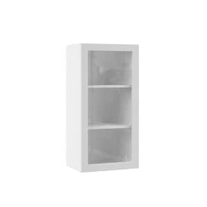 Designer Series Edgeley Assembled 18x36x12 in. Wall Kitchen Cabinet with Glass Door in White