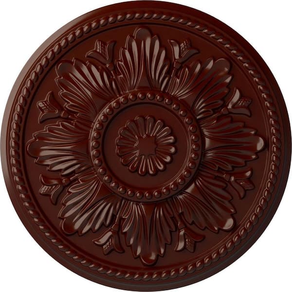 Ekena Millwork 18" x 1-3/4" Edinburgh Urethane Ceiling Medallion (Fits Canopies upto 5-1/4"), Brushed Mahogany