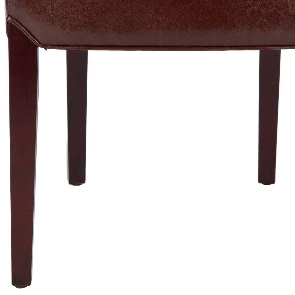 Transitional Cherry Mahogany Brown Leather Side Chair