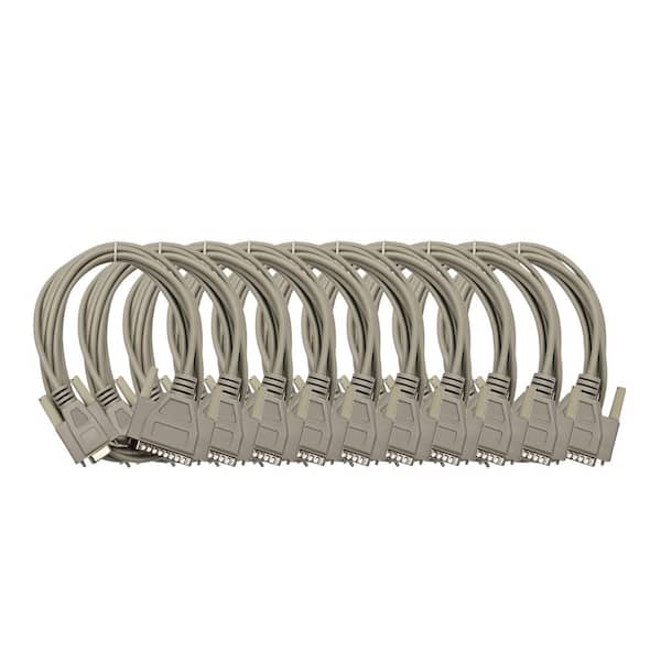 Micro Connectors, Inc 10 ft. AT Modem Serial (DB9 Female to DB25 Male) Cable Gray 10-Pack