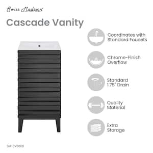 Cascade 18 in. Bathroom Vanity Cabinet with White Ceramic Top in Black