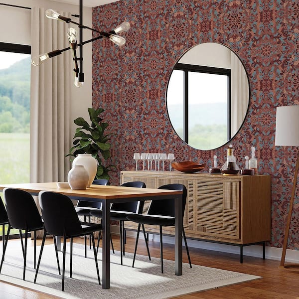 Ruby Blue Ornate Medallion Vinyl Peel and Stick Wallpaper Roll (Covers 28 sq. ft.)