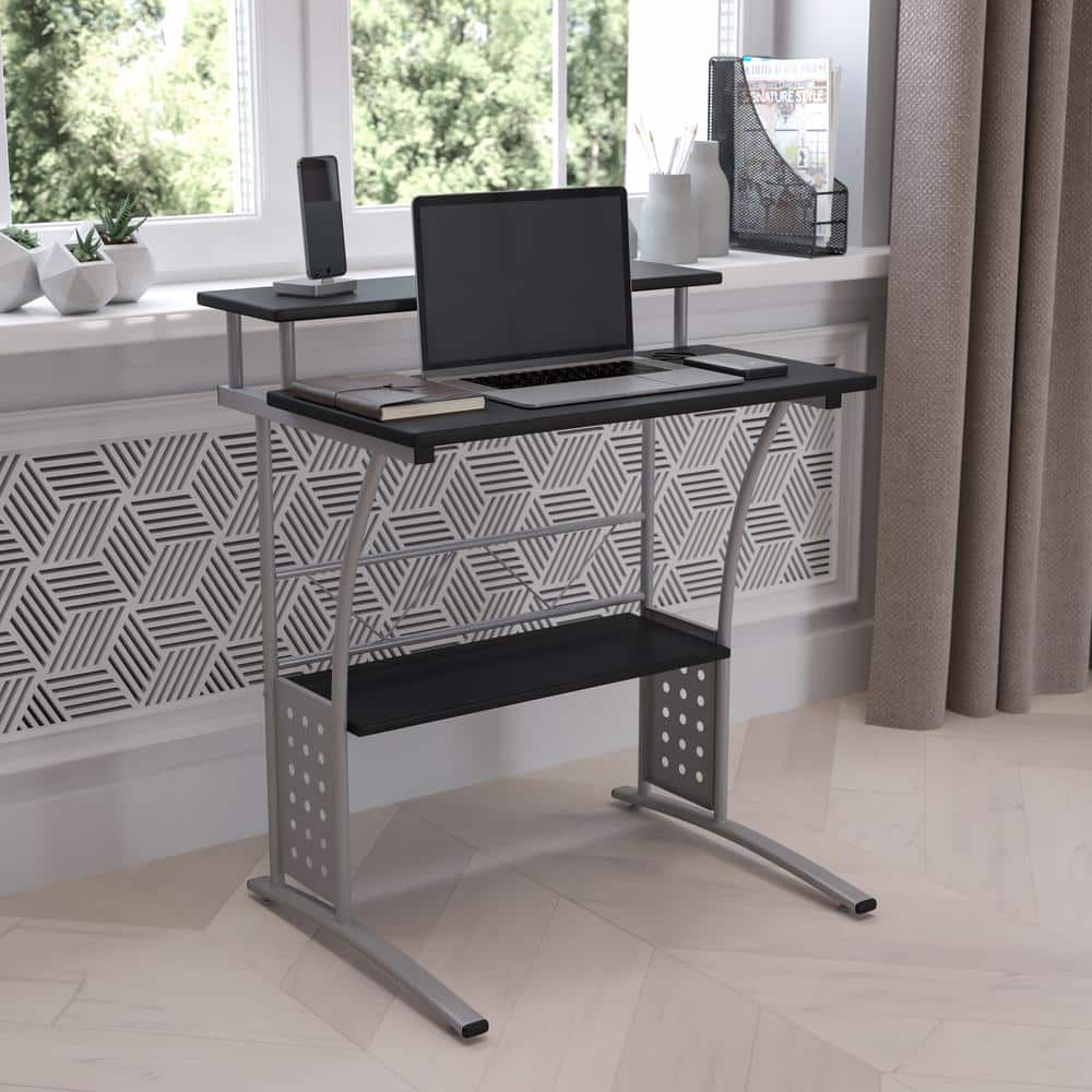 Black Laminate 31" Computer Desk with Keyboard Tray