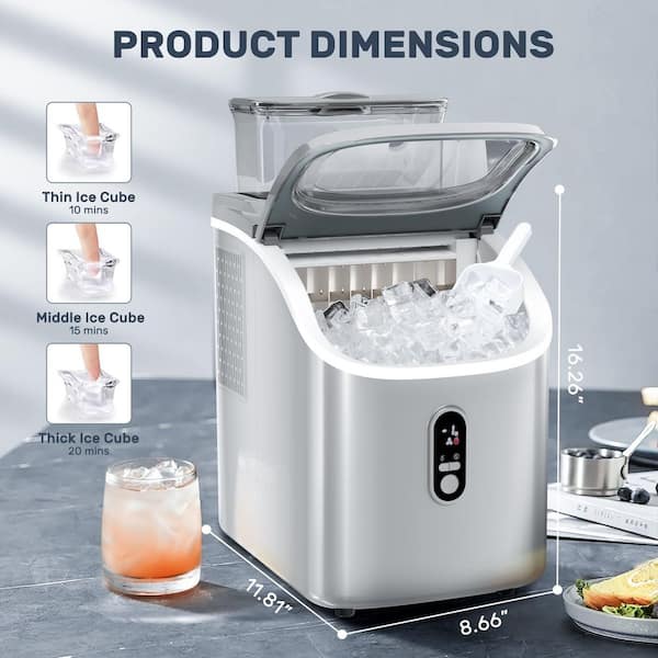 COWSAR 8.66 in. 30 lbs. Cubed Ice Countertop Ice Maker w