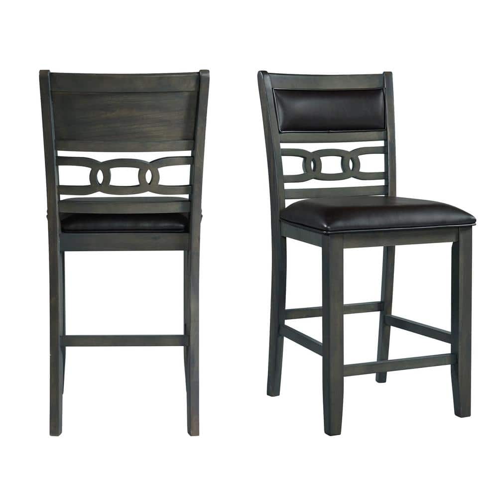 Taylor 40'' Dark Gray Faux Leather Link-Back Counter Chair Set