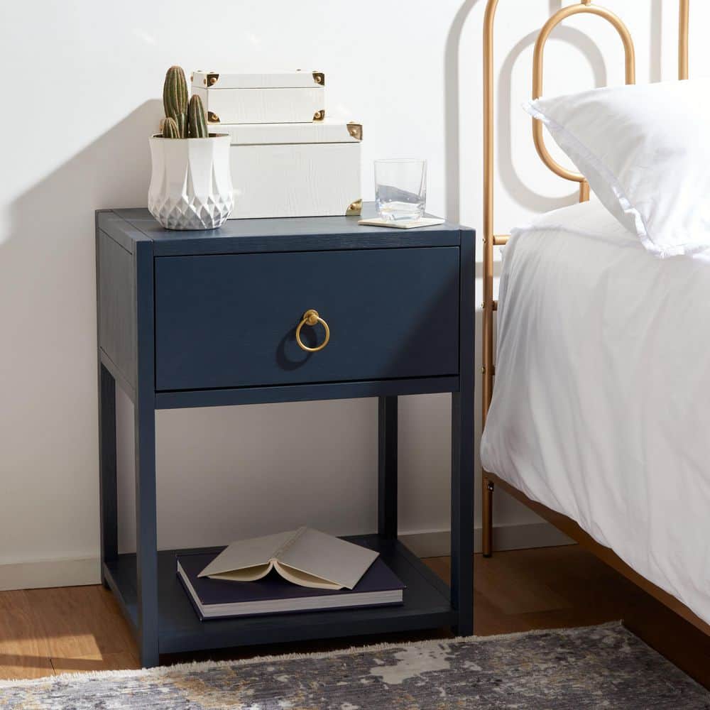 SAFAVIEH Sadie Navy 1 Drawer Nightstand NST9201A - The Home Depot