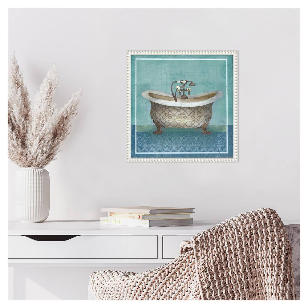 Regal Blue Bathtub Canvas Print with Beaded Frame