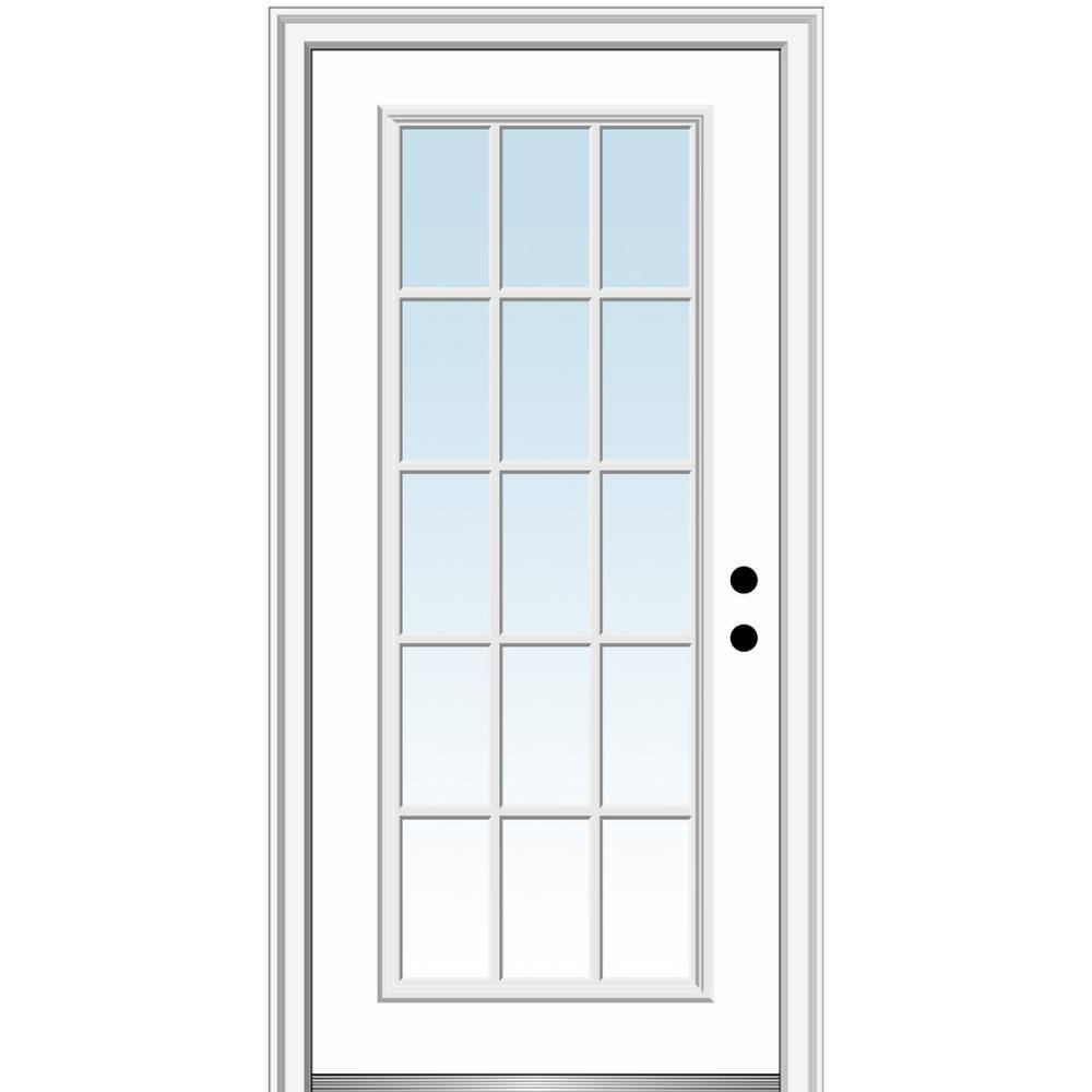 MMI Door 32 in. x 80 in. Left-Hand Inswing 15-Lite Clear Low-E Primed  Fiberglass Smooth Prehung Front Door on 6-9/16 in. Frame Z0365310L - The  Home Depot