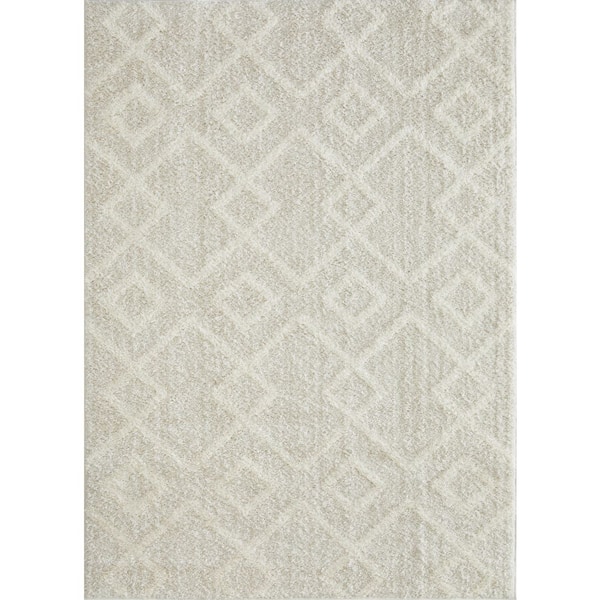 LOOMAKNOTI Vemoa Adeta Cream 7 ft. 10 in. x 9 ft. 10 in. Geometric Polyester Area Rug