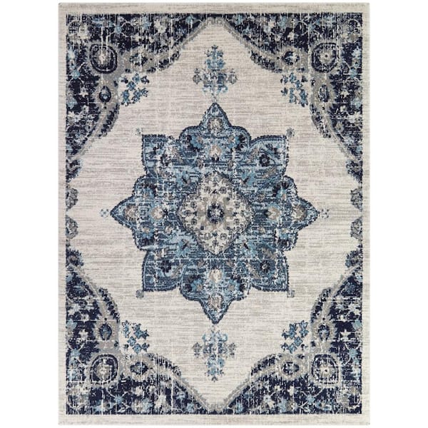 StyleWell Aurora 4 ft. 4 in. x 6 ft. Teal Medallion Area Rug