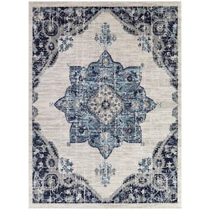 Aurora 7 ft. 10 in. x 9 ft. 10 in. Teal Medallion Area Rug