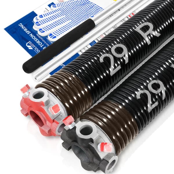 YOTOOLGDS 0.234 in. Wire x 2 in. x 29 in. L Electrophoresis Garage Door Torsion Springs in Red Left and Right with Winding Bars
