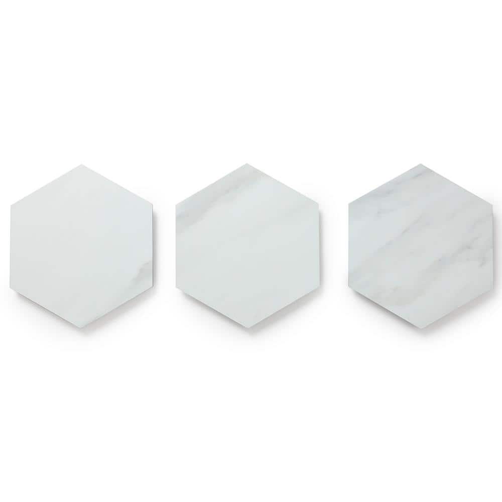 Light Gray Hexagon Vinyl Tile Flooring with Urethane Ceramic Protection