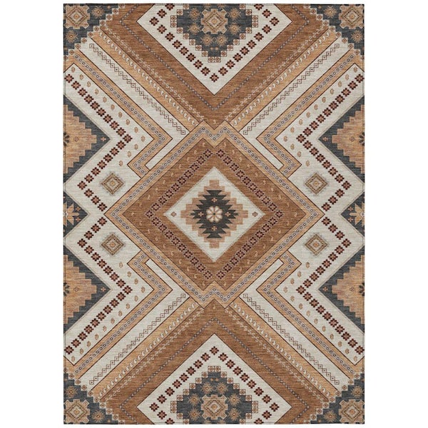 Chantille Machine Washable Indoor/Outdoor Abstract ACN1010 Copper 9 ft. x 12 ft. Area Rug