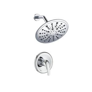 6.7 in.Round Complete Shower System with Valve and Shower Head in Black
