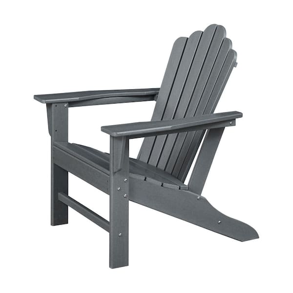 Unbranded Gray Plastic Outdoor Adirondack Chair (1-Pack)