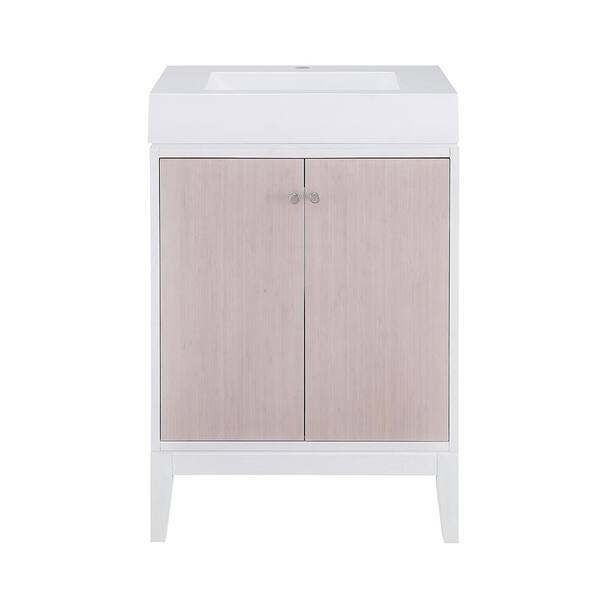 Home Decorators Collection Melbourne 24 in. W x 16 in. D Vanity in White Wash with Cultured Marble Vanity Top in White with White Sink