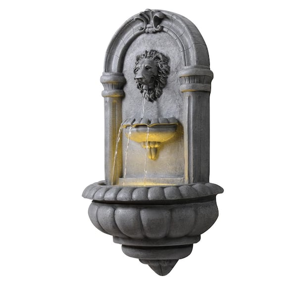 Teamson Home Vintage Sculpture 32 in. Plug-In Polyresin Tiered Fountain in Natural Stone with LED Light and Weather-Resistant Design